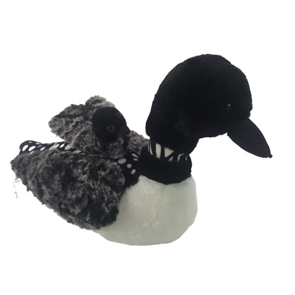 The Petting Zoo Plush Duck White with Black White Dots.  Small Duckling on Back. - Picture 4 of 11